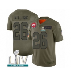 Youth Kansas City Chiefs #26 Damien Williams Limited Olive 2019 Salute to Service Super Bowl LIV Bound Football Jersey
