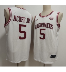 Men's Arkansas Razorbacks #5 Darius Acuff Jr. White Stitched Football Jersey