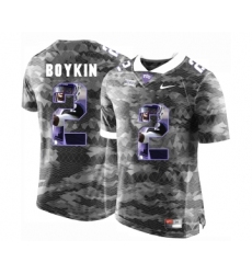 TCU Horned Frogs 2 Trevone Boykin Gray With Portrait Print College Football Limited Jersey