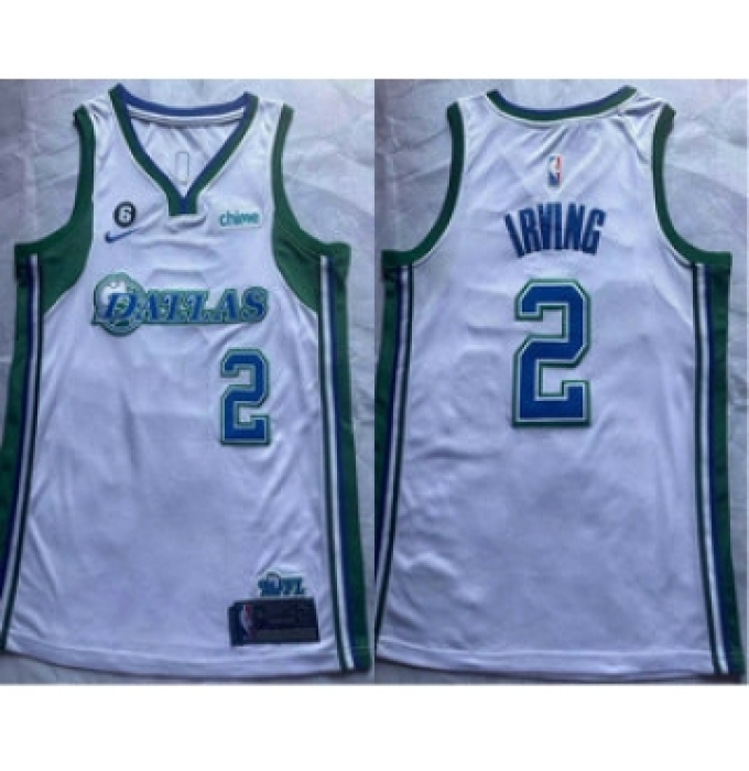 Men's Dallas Mavericks #2 Kyrie Irving White With 6 Patch Nike 2022 City Edition Swingman Stitched Jersey