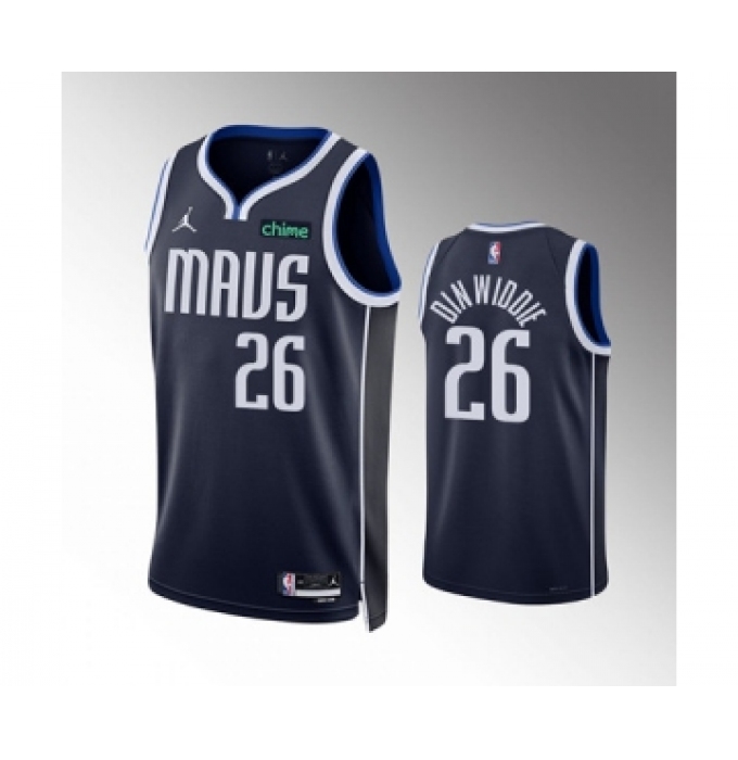 Men's Dallas Mavericks #26 Spencer Dinwiddie Navy Statement Edition Stitched Basketball Jersey