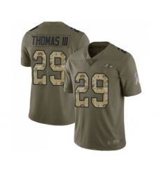 Men's Baltimore Ravens #29 Earl Thomas III Limited Olive Camo Salute to Service Football Jersey