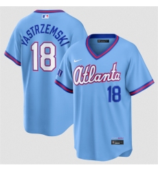 Men's Atlanta Braves #18 Mike Yastrzemski Powder Blue 2026 City Connect Stadium Stitched Baseball Jersey