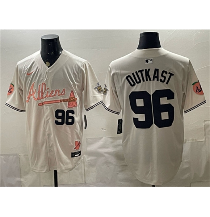 Men's Atlanta Braves #96 OutKast Cream 2024 Atliens & Peach With Outkast Vapor Limited Stitched Baseball Jersey