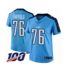 Women's Tennessee Titans #76 Rodger Saffold Limited Light Blue Rush Vapor Untouchable 100th Season Football Jersey
