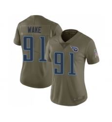Women's Tennessee Titans #91 Cameron Wake Limited Olive 2017 Salute to Service Football Jersey