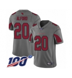 Youth Arizona Cardinals #20 Robert Alford Limited Silver Inverted Legend 100th Season Football Jersey