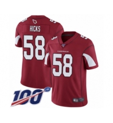 Men's Arizona Cardinals #58 Jordan Hicks Red Team Color Vapor Untouchable Limited Player 100th Season Football Jersey