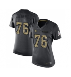 Women's Arizona Cardinals #76 Marcus Gilbert Limited Black 2016 Salute to Service Football Jersey