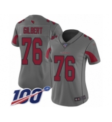 Women's Arizona Cardinals #76 Marcus Gilbert Limited Silver Inverted Legend 100th Season Football Jersey