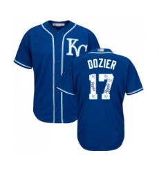 Men's Kansas City Royals #17 Hunter Dozier Blue Authentic Blue Team Logo Fashion Cool Base Baseball Jersey