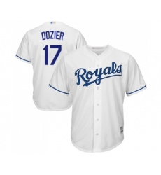 Men's Kansas City Royals #17 Hunter Dozier Replica White Home Cool Base Baseball Jersey