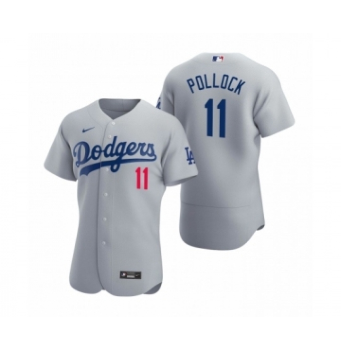 Men's Mlb Los Angeles Dodgers #11 A.J. Pollock Nike Gray Authentic 2020 Alternate Jersey