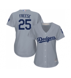 Women's Los Angeles Dodgers #25 David Freese Authentic Grey Road Cool Base Baseball Jersey