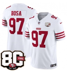 Men's San Francisco 49ers #97 Nick Bosa White 80th Anniversary 2026 F.U.S.E. Vapor Untouchable Limited Football Stitched Jersey