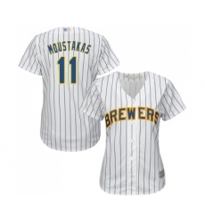 Women's Milwaukee Brewers #11 Mike Moustakas Replica White Home Cool Base Baseball Jersey