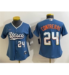 Women's Milwaukee Brewers #24 William Contreras Mineral Blue 2026 City Connect Stadium Stitched Baseball Jersey(Run Small)