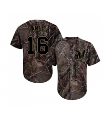 Youth Milwaukee Brewers #16 Ben Gamel Authentic Camo Realtree Collection Flex Base Baseball Jersey