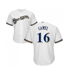 Youth Milwaukee Brewers #16 Ben Gamel Replica White Alternate Cool Base Baseball Jersey