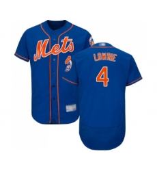 Men's New York Mets #4 Jed Lowrie Royal Blue Alternate Flex Base Authentic Collection Baseball Jersey
