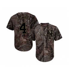Youth New York Mets #4 Jed Lowrie Authentic Camo Realtree Collection Flex Base Baseball Jersey
