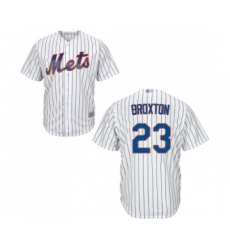 Youth New York Mets #23 Keon Broxton Authentic White Home Cool Base Baseball Jersey