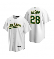 Men's Nike Oakland Athletics #28 Matt Olson White Home Stitched Baseball Jersey