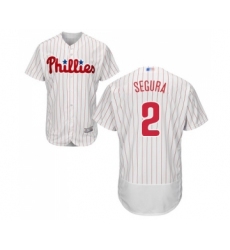 Men's Philadelphia Phillies #2 Jean Segura White Home Flex Base Authentic Collection Baseball Jersey