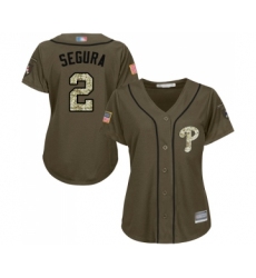 Women's Philadelphia Phillies #2 Jean Segura Authentic Green Salute to Service Baseball Jersey