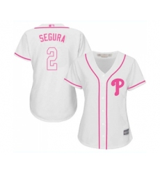 Women's Philadelphia Phillies #2 Jean Segura Replica White Fashion Cool Base Baseball Jersey