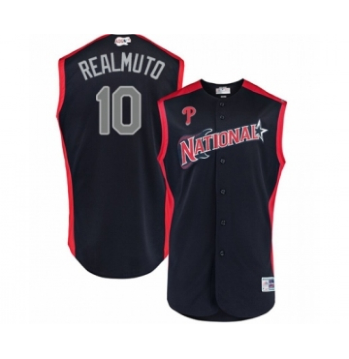 Youth Philadelphia Phillies #10 J. T. Realmuto Authentic Navy Blue National League 2019 Baseball All-Star Jersey