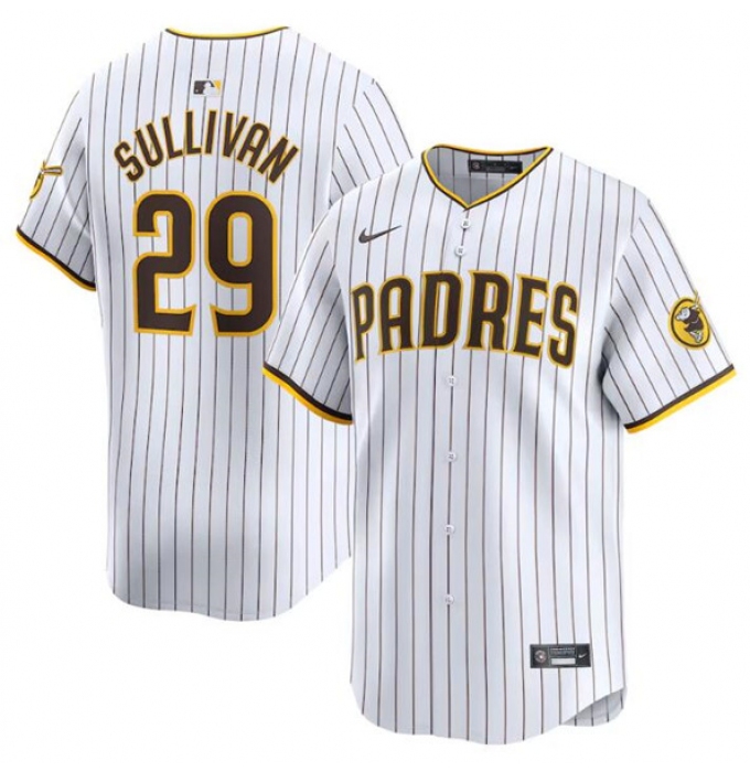 Men's San Diego Padres #29 Brett Sullivan White 2024 Home Limited Baseball Stitched Jersey