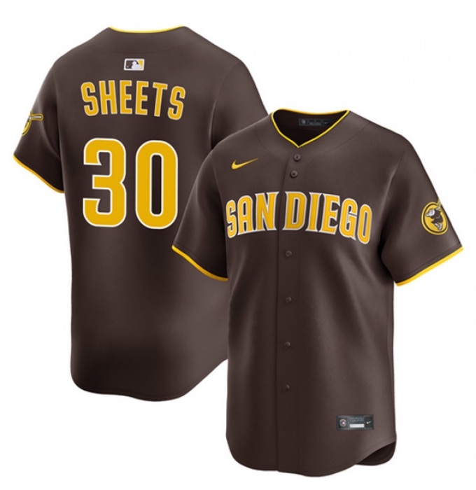 Men's San Diego Padres #30 Gavin Sheets Brown 2026 Road Limited Stitched Baseball Jersey