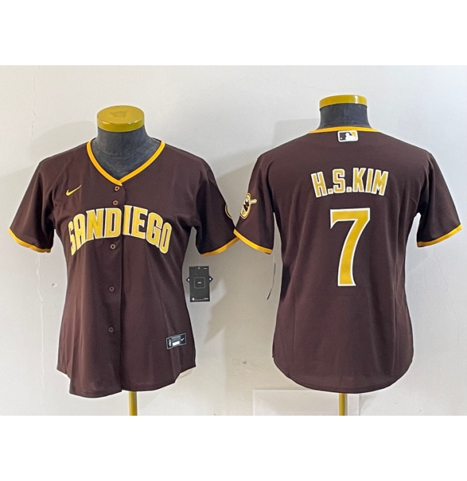 Youth San Diego Padres #7 Ha Seong Kim Brown Stitched Cool Base Nike Jersey