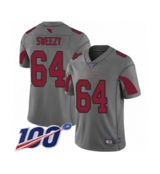 Youth Arizona Cardinals #64 J.R. Sweezy Limited Silver Inverted Legend 100th Season Football Jersey