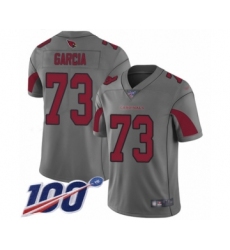 Men's Arizona Cardinals #73 Max Garcia Limited Silver Inverted Legend 100th Season Football Jersey