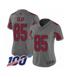Women's Arizona Cardinals #85 Charles Clay Limited Silver Inverted Legend 100th Season Football Jersey