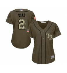 Women's Tampa Bay Rays #2 Yandy Diaz Authentic Green Salute to Service Baseball Jersey
