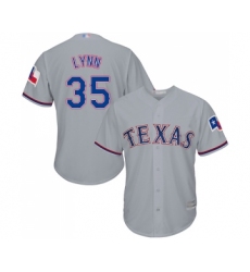 Men's Texas Rangers #35 Lance Lynn Replica Grey Road Cool Base Baseball Jersey