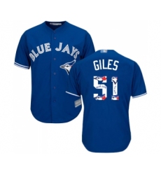 Men's Toronto Blue Jays #51 Ken Giles Authentic Blue Team Logo Fashion Baseball Jersey