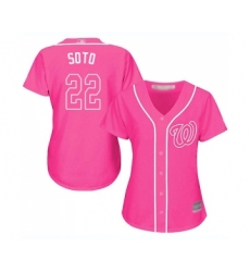 Women's Washington Nationals #22 Juan Soto Replica Pink Fashion Cool Base Baseball Jersey