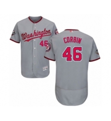 Men's Washington Nationals #46 Patrick Corbin Grey Road Flex Base Authentic Collection 2019 World Series Bound Baseball Jersey