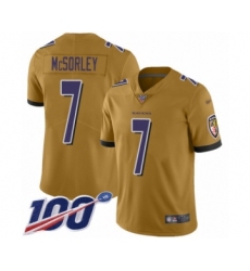 Youth Baltimore Ravens #7 Trace McSorley Limited Gold Inverted Legend 100th Season Football Jersey