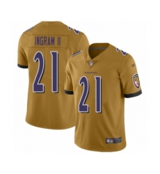 Women's Baltimore Ravens #21 Mark Ingram II Limited Gold Inverted Legend Football Jersey