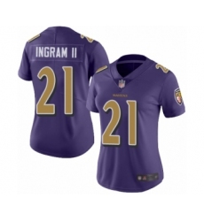 Women's Baltimore Ravens #21 Mark Ingram II Limited Purple Rush Vapor Untouchable Football Jersey