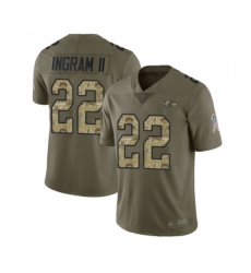 Youth Baltimore Ravens #22 Mark Ingram II Limited Olive Camo Salute to Service Football Jersey