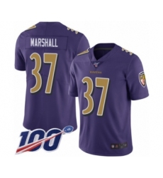 Men's Baltimore Ravens #37 Iman Marshall Limited Purple Rush Vapor Untouchable 100th Season Football Jersey