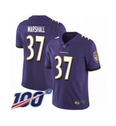 Men's Baltimore Ravens #37 Iman Marshall Purple Team Color Vapor Untouchable Limited Player 100th Season Football Jersey