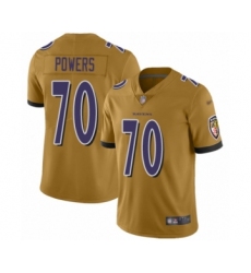 Women's Baltimore Ravens #70 Ben Powers Limited Gold Inverted Legend Football Jersey