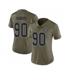 Women's Oakland Raiders #90 Johnathan Hankins Limited Olive 2017 Salute to Service Football Jersey